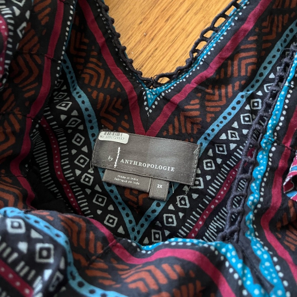 Anthropologie Geometric V-Neck Bohemian Dress